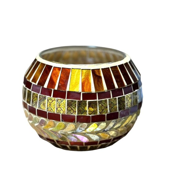 Mosaic Glass Candle Holder Bowl - Picture 5 of 8